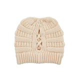 C.C CRISS CROSS PONYTAIL KNIT BEANIE