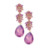 Chunky Pear Crystal Floral Evening Drop Earrings