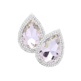 Teardrop Stone Accented Evening Earrings