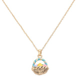 Enamel Easter Egg Basket Pendant Necklace