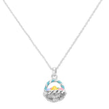 Enamel Easter Egg Basket Pendant Necklace