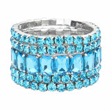 Women's 5Pcs Rectangle Round Stone Stretch Multi Layered Bracelets