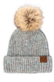 C.C Classic Rib Beanie With Faux Fur Pom