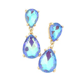 Women's Double Teardrop Link Dangle Evening Earrings