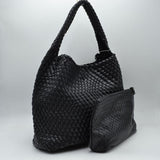 Woven Slouchy Shoulder Bag with Matching Zipper Pouch Set