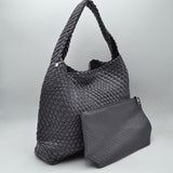 Woven Slouchy Shoulder Bag with Matching Zipper Pouch Set
