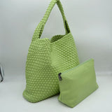 Woven Slouchy Shoulder Bag with Matching Zipper Pouch Set
