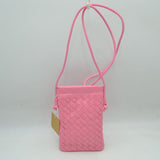 Woven Texture Vertical Phone Pouch Crossbody Bag with Cord Strap