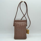 Woven Texture Vertical Phone Pouch Crossbody Bag with Cord Strap