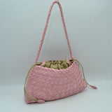 Woven Pouch Shoulder Bag with Braided Strap and Drawstring Closure