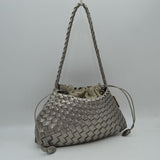 Woven Pouch Shoulder Bag with Braided Strap and Drawstring Closure