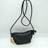 Woven Texture Small Crossbody Bag with Top Zipper and Cord Strap