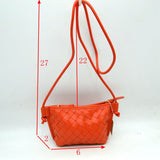 Woven Texture Small Crossbody Bag with Top Zipper and Cord Strap