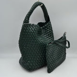 Woven Hobo Bag with Integrated Top Handle and Matching Pouch
