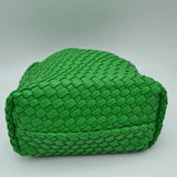 Woven Hobo Bag with Integrated Top Handle and Matching Pouch