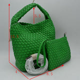 Woven Hobo Bag with Integrated Top Handle and Matching Pouch