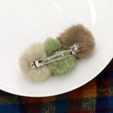 Faux Fur Triple Pom Pom Barrette