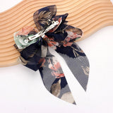 Oversized Sheer Floral Print Bow Barrette