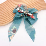 Oversized Sheer Floral Print Bow Barrette
