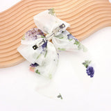 Oversized Sheer Floral Print Bow Barrette