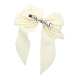 Oversized Pearl Dangle Pointed Bow Barrette