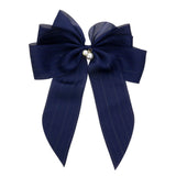 Oversized Pearl Dangle Pointed Bow Barrette