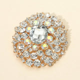 Oval Center Stone Accent Rhinestone Embellished Statement Pin Brooch