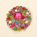 Oval Center Stone Accent Rhinestone Embellished Statement Pin Brooch
