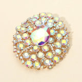 Oval Center Stone Accent Rhinestone Embellished Statement Pin Brooch