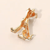 Gold Dipped Enamel Spotted Dog Pin Brooch