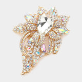 Floral Crystal Pave Bouquet Brooch Pendant