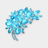 Glass Crystal Leaf Pin Brooch