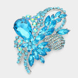 Women's Glass Crystal Bouquet Brooch Pendant