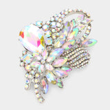 Women's Glass Crystal Bouquet Brooch Pendant