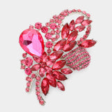 Women's Glass Crystal Bouquet Brooch Pendant