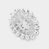 Glass crystal cluster oval brooch