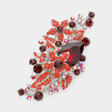 Flower Leaf Bouquet Crystal Rhinestone Brooch Pendant