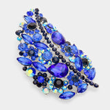 Glass Crystal Leaf Pin Brooch