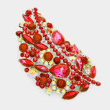 Glass Crystal Leaf Pin Brooch