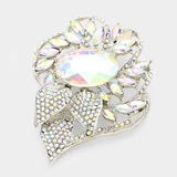 Glass Crystal Flower Stone Brooch / Pendant
