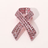 Rhinestone Embellished Pink Ribbon Pin Brooch