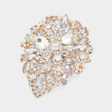 Marquise Stone Accented Flower Pin Brooch