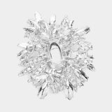 Crystal Flower Leaf Cluster Pin Brooch