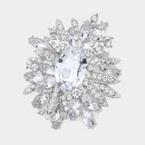 Crystal Flower Leaf Cluster Pin Brooch