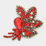 Glass Crystal Leaf Bouquet Brooch Pendant