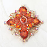 Bold Vintage Floral Rhinestone Pin Brooch