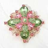 Bold Vintage Floral Rhinestone Pin Brooch