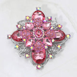 Bold Vintage Floral Rhinestone Pin Brooch