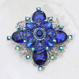Bold Vintage Floral Rhinestone Pin Brooch