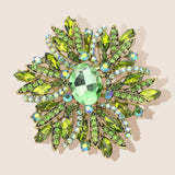 Glass Crystal Flower Brooch Pendant